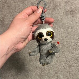 Gray Sloth Keychain Plush Beanie Boos
